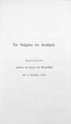 Die Aufgaben der Kunsthalle
