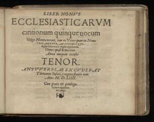 Liber nonus ecclesiasticarum cantionum quinque vocum ... Tenor