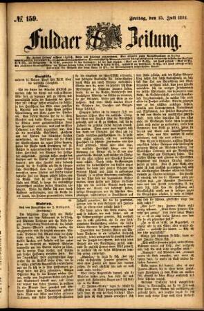 Ausgabe vom Freitag, den 15. Juli 1881.