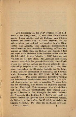 Beiträge zur Geschichte der älteren deutschen Litteratur. 1, Der sogenannte Heinrich von Melk