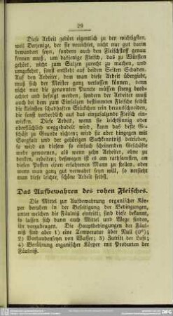 Das Aufbewahren des rohen Fleisches