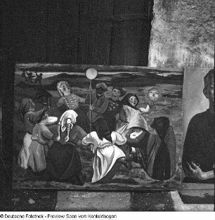 Porträt - Verschiedenes (Kurt Querner beim Malen im Atelier, Bilder Querners)