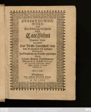 9: begreiffend Das Fünffte Hauptstuck/ von dem Sacrament deß Heiligen Abendmahls
