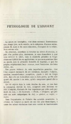 Physiologie de l'adjoint