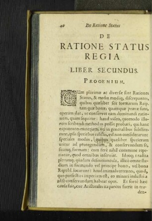 De Ratione Status Regia Liber Secundus.