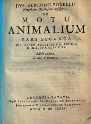 De motu animalium, 2