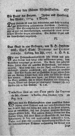 Traduction libre en vers d'une partie des oeuvres de M. Gesner.