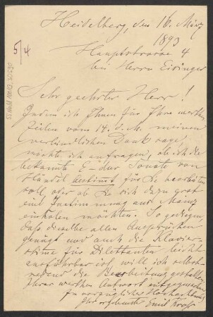 Brief an B. Schott's Söhne : 16.03.1893