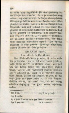 Der XXVII. Artickel. Von Kloster-Gelübden.