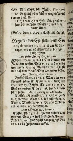 Register der Episteln und Evangelien [...]