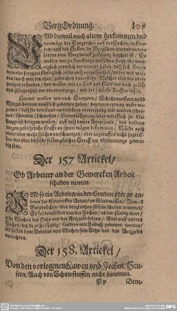 Der 157. Artickel. Ob Arbeiter an der Gewercken Arbeit schden nemen.