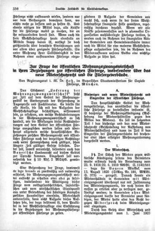 Zur Frage der öffentlichen Wohnungszwangswirtschaft in ihren Beziehungen zur öffentlichen Fürsorge, insbesondere über das neue Mieterschutzrecht und die Fürsorgeverbände