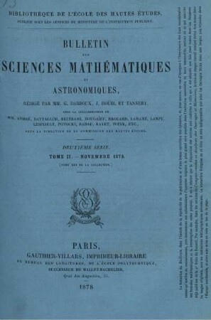 Tome II. Novembre 1878.