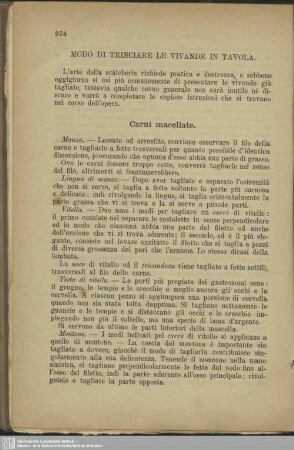 Modo di trinciare le vivande in tavola