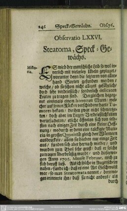 Observatio LXXVI. Steatoma, Speck-Gewächs