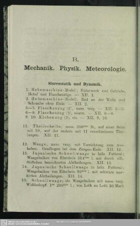 B. Mechanik. Physik. Meteorologie