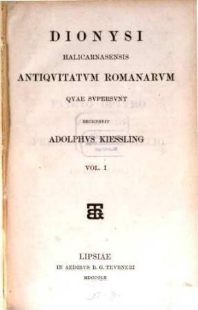 Dionysi Halicarnasensis antiquitatum Romanarum quae supersunt. 1