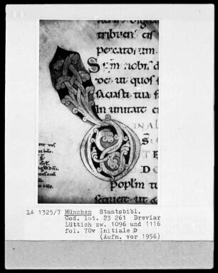 Sakramentar, Folio 208 (Blatt) — ---, Folio 208 (Blatt)Initiale D, Folio 70 verso