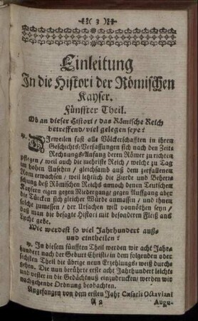 Einleitung In die Histori der Römischen Kayser.