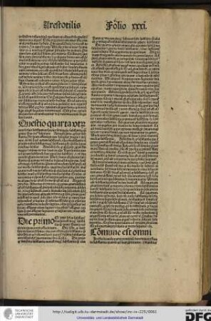 In ista secunda parte principali determinat philsophus de substantia quantum ad suas proprietates et dividitur [in sex partes secundum quod assignat sex proprietates eius...]