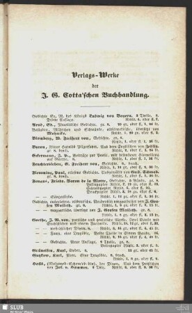 Verlags-Werke der J. G. Cotta'schen Buchhandlung