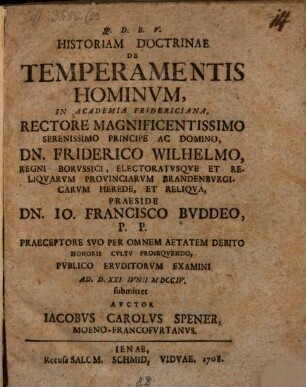 Historiam doctrinae de temperamentis hominum