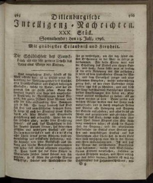 XXX. Stück. Sonnabends: den 23. Juli 1796.