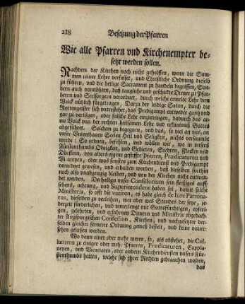 Wie alle Pfarren und Kirchenempter besetzt werden sollen.