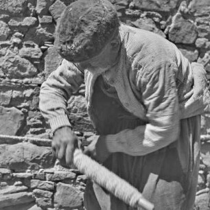 Griechenland. Insel Limnos. Handwerkskunst des Seilers.