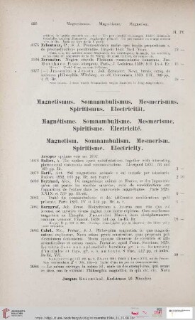 Magnetismus. Somnambulismus. Mesmerismus. Spiritismus. Electricität (Nr. 3078 - 3133)