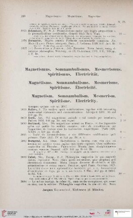 Magnetismus. Somnambulismus. Mesmerismus. Spiritismus. Electricität (Nr. 3078 - 3133)