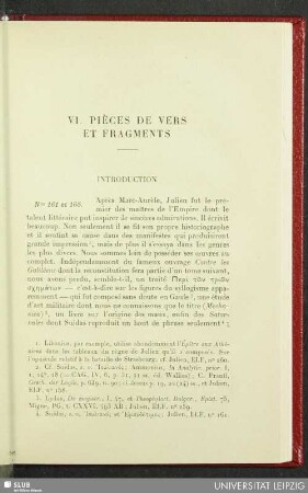 VI. Pièces de vers et fragments