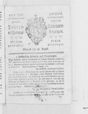 35tes Stück, Ausgabe vom 28. August 1776