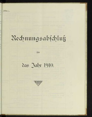 Rechnungsabschluß für das Jahr 1910.