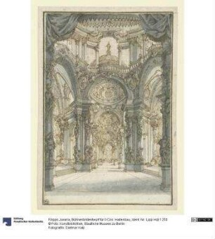 Bühnenbildentwurf für Il Ciro: Hallenbau
