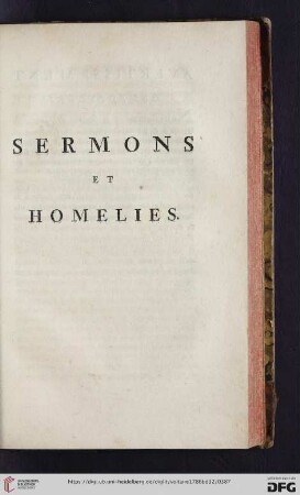 Sermons et Homelies
