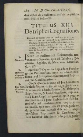 Titulus XIII. De triplici Cognatione.
