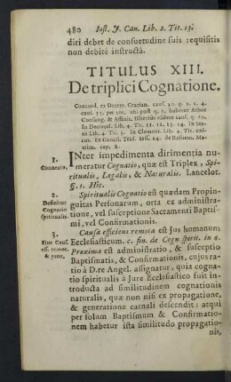 Titulus XIII. De triplici Cognatione.