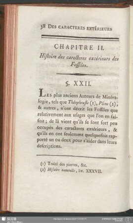Chapitre II. Histoire des caracteres extérieurs des Fossiles