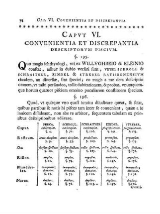 Caput VI. Convenientia et Discrepantia Descriptorum Piscium