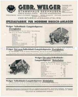 Selbstbindelangstrohpressen der Firma Welger
