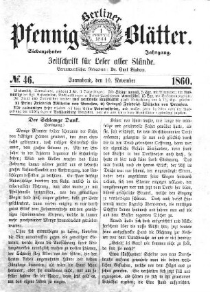 No. 46, Sonnabend, den 10. November
