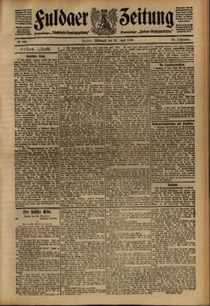 Erste Ausgabe vom Mittwoch, den 10. Juni 1908.