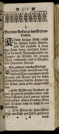 I. Bey dem Anfange des Gottesdienstes. - IV. Vom neuen Jahr.