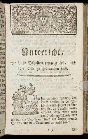 Unterricht, wie diese Tabellen eingerichtet, und wie solche zu gebrauchen sind.