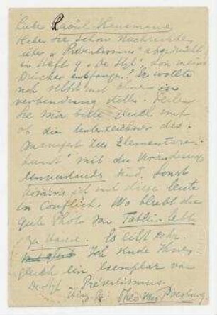 Postkarte von Theo van Doesburg an Raoul Hausmann. Oberweimar