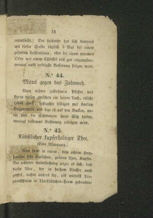 N.o 44. Mittel wider das Zahnweh.