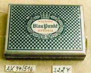 Pappschachtel für 10 Stück Zigaretten "WALDORF Blau Punkt ASTORIA W-A"