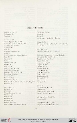 Index of Localities