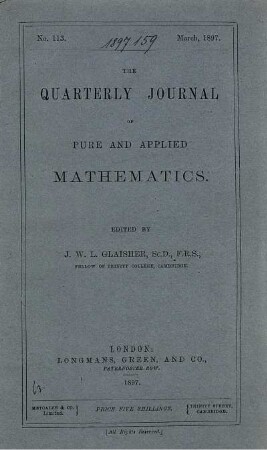 The quarterly journal of pure and applied mathematics.